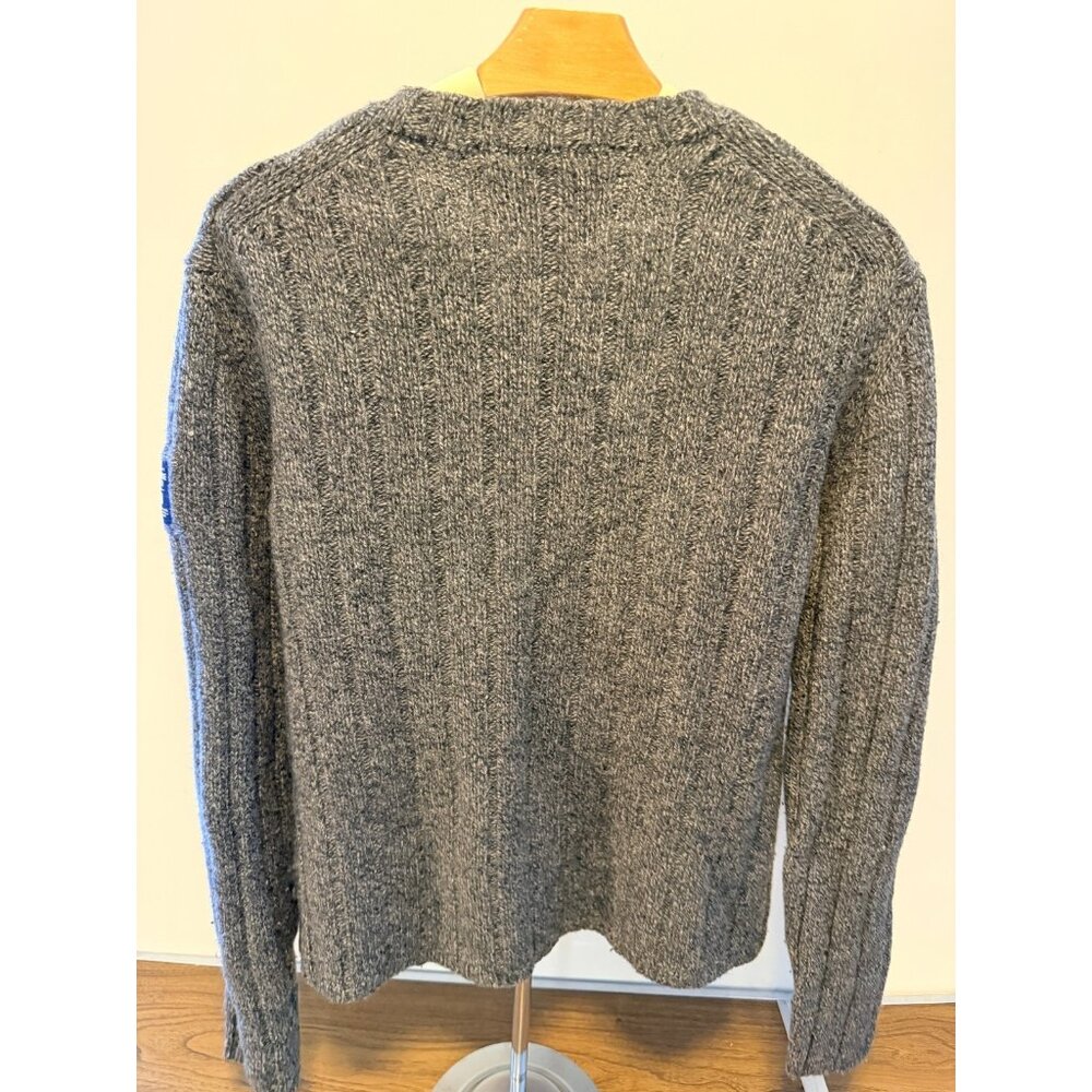 Vintage 90s Abercrombie & Fitch Sweater Men M Gray Wool Blend Muscle Cable Knit - Picture 3 of 8